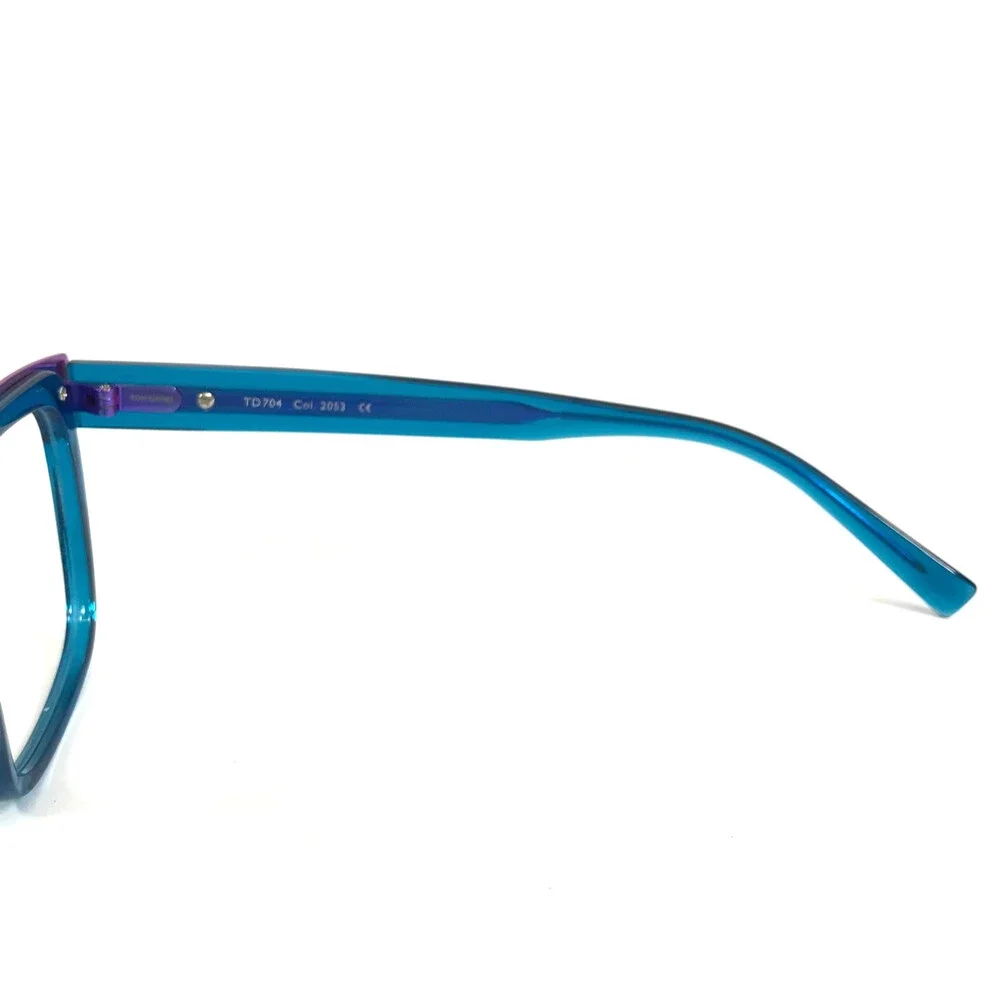 Tom Davies Eyeglasses Frames TD704 Col. 2053 Clear Blue Purple Square 52-20-145